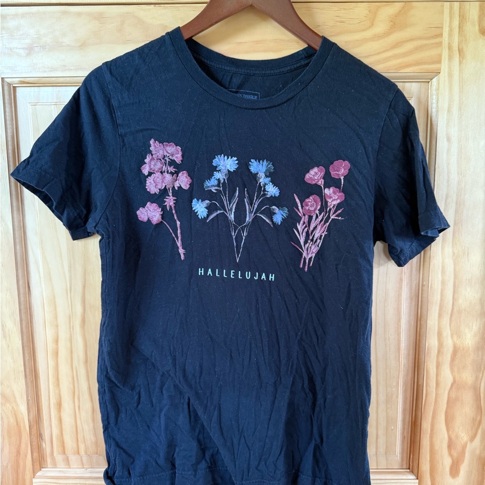 Hallelujah Black Floral Graphic Tee